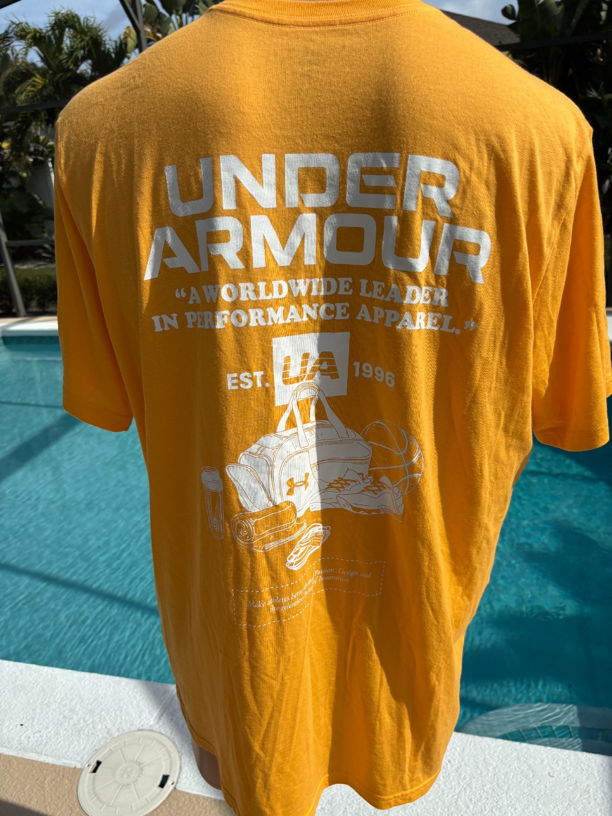 Under Armour Yellow Loose short sleeve T Shirt Mens XXL NEW