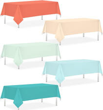 Tropical Tablecloths-5Pcs Aqua Blue Coral Pastel Plastic Table Covers Summer Haw