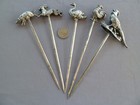 5 Anciennes piques en métal argenté (charcuterie ?)