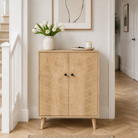 Vintage Storage Cabinet Chevron Doors Pine Legs Soft Close Living Room Sideboard