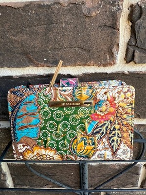 $215 NWT BRAHMIN Hannah Marketplace Melbourne Leather Wallet blue brown multi