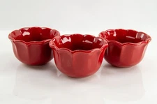 3x BELAVERRA VENETIAN SCROLL Paprika Red Nut Candy Bowls