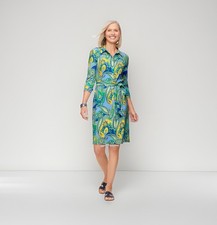 Talbots Dazzling Paisley Belted Jersey Shirt Dress Woman's Size M NWT 3/4 Sleeve