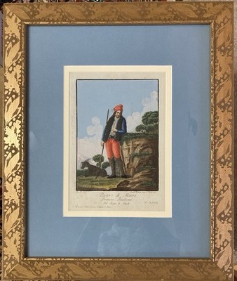 Antique 1790s Hand Colored Italian Engraving Kingdom of Naples Alessandro D Anna