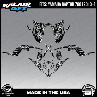 Graphics Kit for YAMAHA RAPTOR 700 (2013+) 16 MIL 700R Shred Series - White