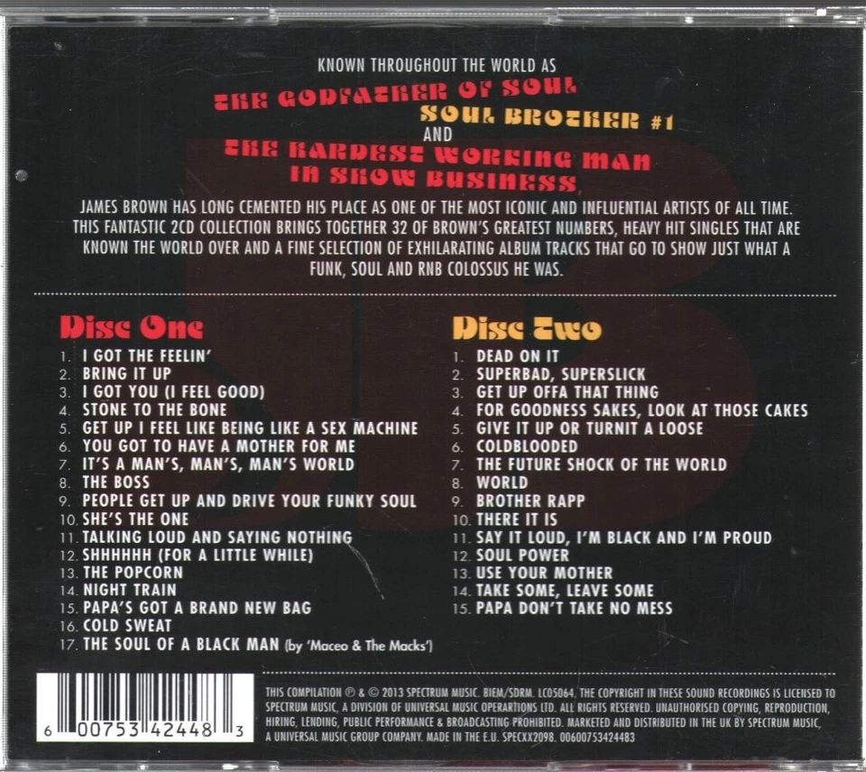 James Brown I Feel Good: Das Beste Von Double CD Europe Spectrum 2013 2CD Set - Bild 2 von 2