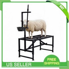   600LBS Heavy-Duty Goat Stand with Feed Bin, 47 Inch Goat Milking Stand, Black