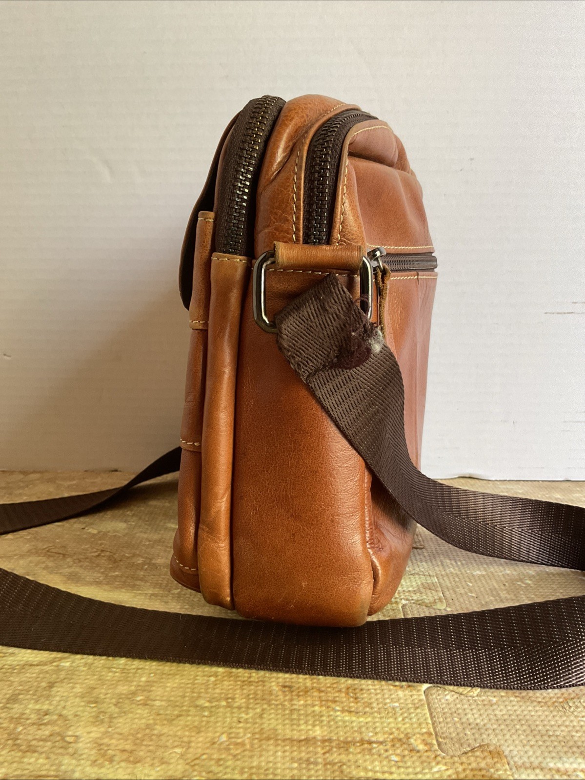 Ameri Leather Cross Body satchel Bag Brown Leathe… - image 2