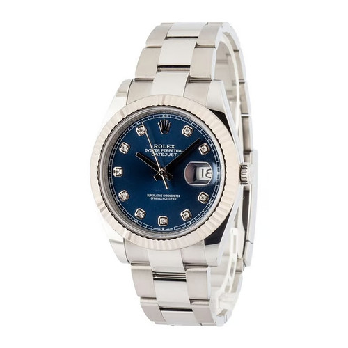 Men's Rolex 18k Datejust 41mm Blue Diamond Dial 126334
