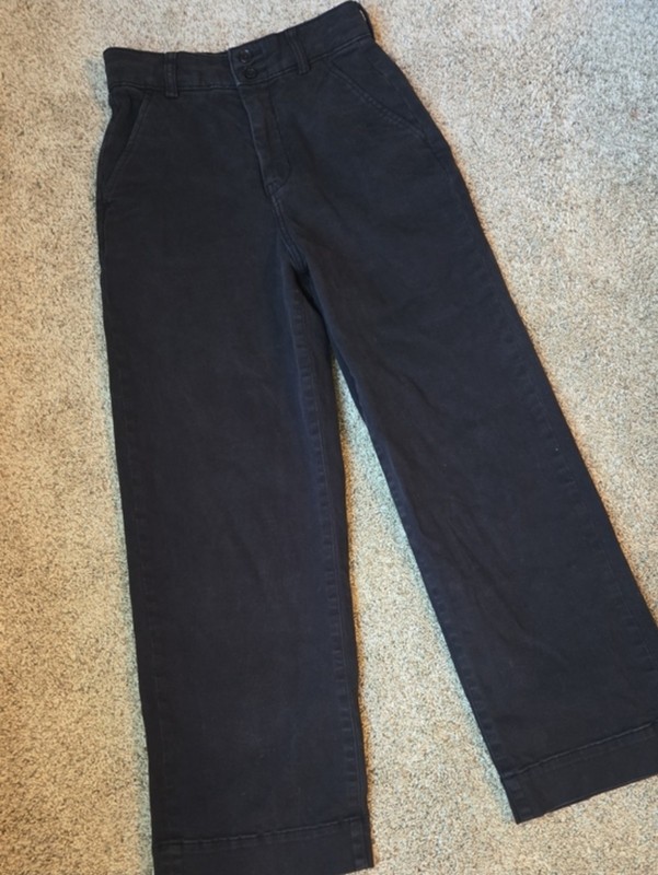 Everlane Black Solid Women's Chino Pants Cotton Elastane Pockets Regular 0
