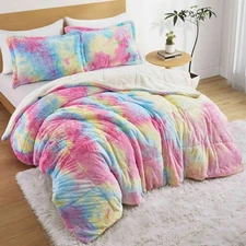 Extra Warm Reversible PV Sherpa Fleece Plush Blanket, Antistatic Comforter Sets