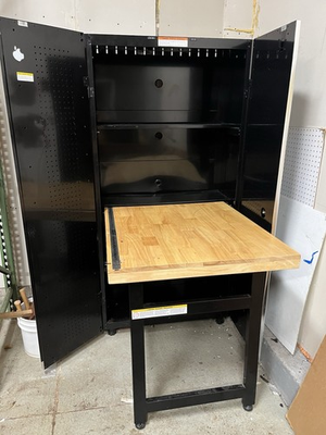 #ad Husky Storage Cabinet with Fold Out Workbench Locking Discontinued Item $415.00