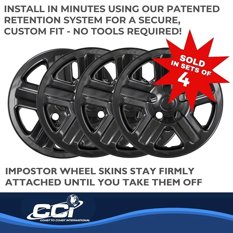 Cubiertas de rueda IMP76GBLK 16 pulgadas para Jeep Wrangler JK 2007-2018 negro brillante 5 radios Foto 2 de 3