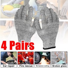 4 Pairs Level 5 Cut Resistant Gloves Anti Cut Safety Gloves for Kitchen Butcher