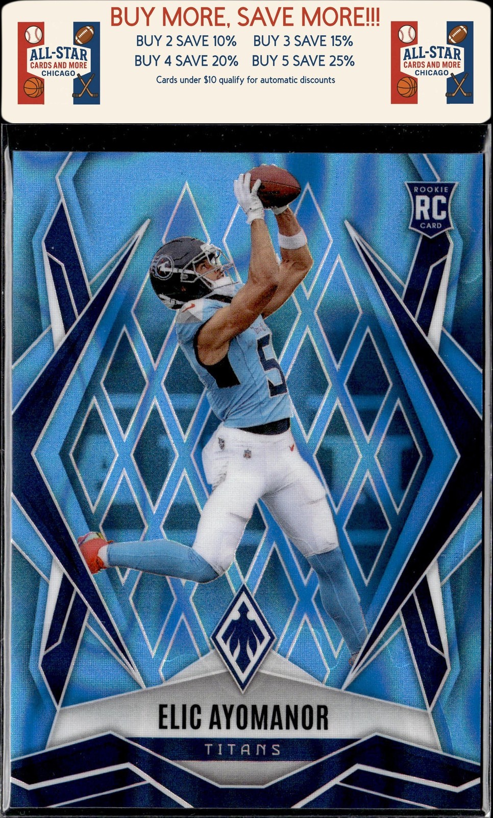 2025 Panini Phoenix #167 Elic Ayomanor Light Blue Lava #/325 RC Tennessee Titans