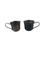 2 Vintage Hong Kong Made Leonard Silver Plated Baby Cup 1 Is Engraved Pls Read