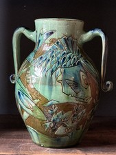 C H Brannam Type Devon Pottery Two Handled Arts Crafts Vase Mortimer Liberty Co