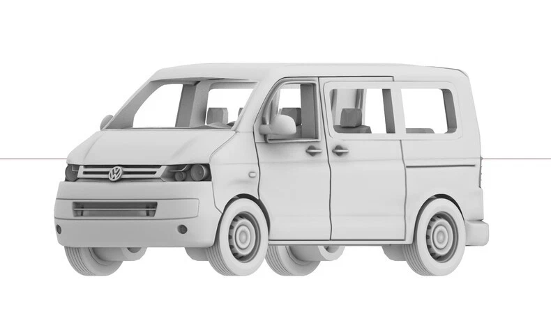 3D Printing 1/72 Volkswagen  European van  T5 car model Unpainted - Image 3 of 4