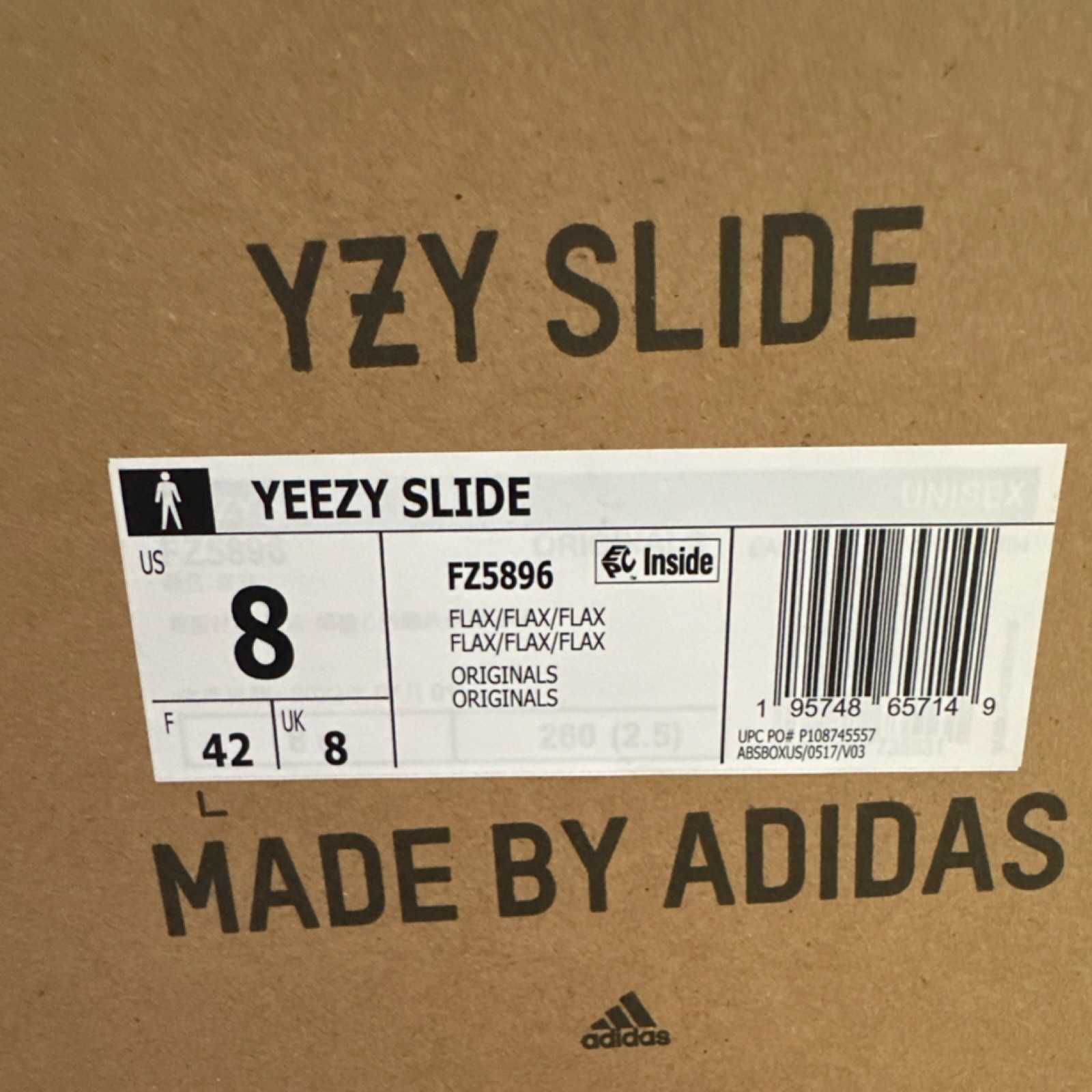 adidas Yeezy Slide Flax Men's Sandal US 8 FZ5896 Comfort Casual Outdoor thumbnail 2