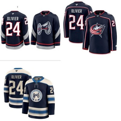 Custom Men Mathieu Olivier Columbus Blue Jackets Jersey All