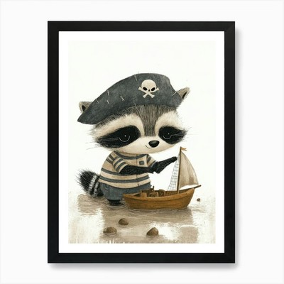 süßer Waschbär Kunstdruck gerahmtes Wandbild Poster Leinwanddruck Bild