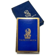 The Ritz Carlton Playing Cards Sealed Plastic Coated Vintage In Blue Velvet Box