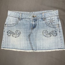 Jordache Girls Denim Mini Skirt Size 5/6 Whitewash Blue -518