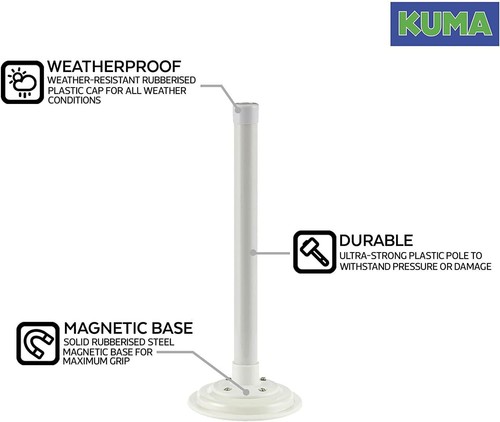 KUMA Magnetic Pole Mount with Metal Mount Disc 300mm White for TV Aerial Antenna - Picture 2 of 8