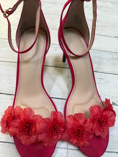 Kelly and Kate Damen rot Knöchelriemen Blumen Schleife trendy Fersenriemen Sandale Größe 9 - Bild 2 von 8