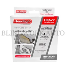 INVISION Headlight Restoration Kit HEAVY LENS DAMAGE DIY Restore Yellow Light