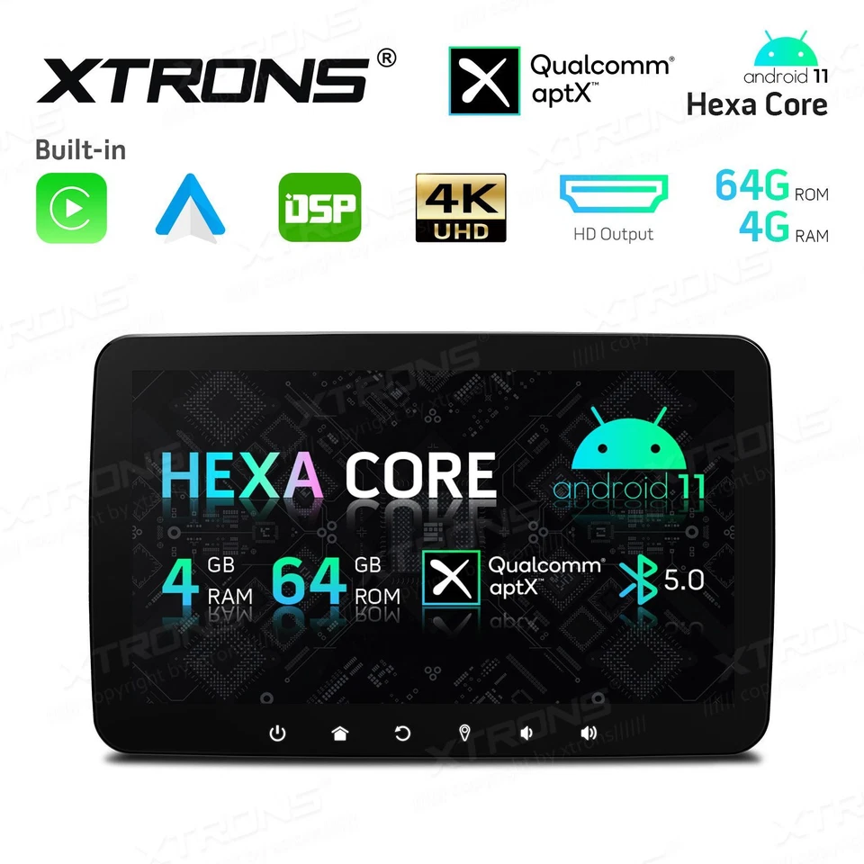 AUTORADIO ANDROID 11 STEREO AUTO 10" WIFI 1DIN HEXA-CORE 4GB 64GB HDMI XTRONS   - Immagine 3 di 4