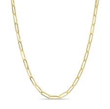 Real Genuine 1/20 14K Solid Yellow Gold Paperclip Chain Necklace 18 inch 2.4 mm