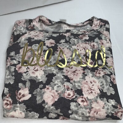 Lovely Souls Womens Gray/Pink Stretch long Sleeve Pullover Shirt Size XL