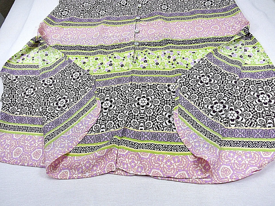 Figueroa & Flower L [42 pulgadas Busto 34L] Naranja Floral Sin Mangas Túnica Abertura Dobladillos Foto 3 de 4