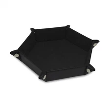 BCW Folding Hexagon Dice Tray PU Leather Black Suede Dungeons Dragons Pathfinder