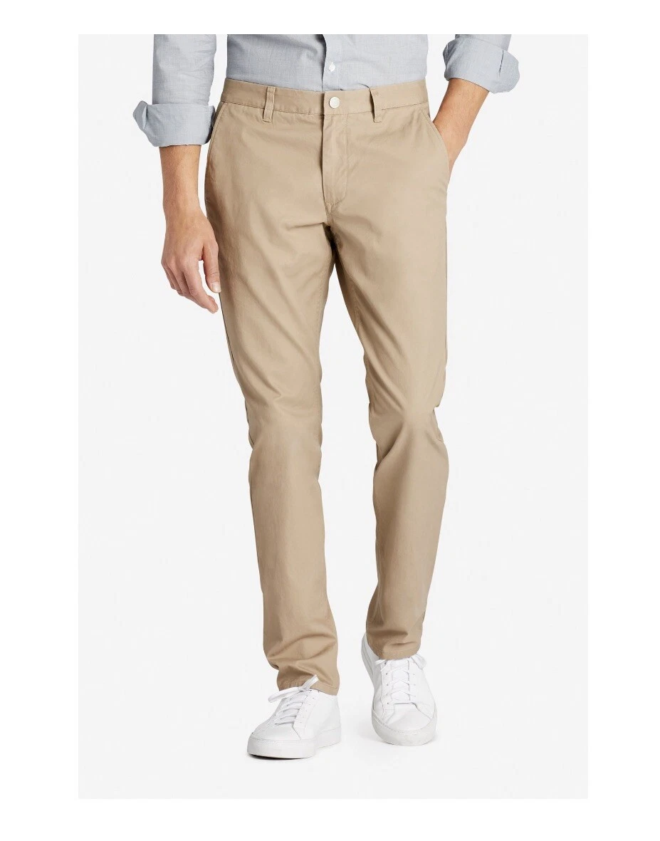 Bonobos Pants Men 34x32 Tan Khaki Chino Straight Leg Mid Rise Plaid Pockets