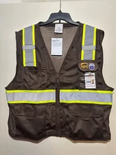 Brown safety vest reflective with pockets