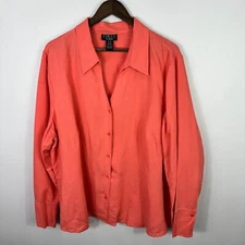 Finity Women  Button Up Top Womens 22 Plus Linen Blend Elevated Basic Capsule