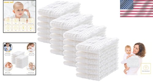 Ultra Absorbent 20"x10" Muslin Burp Cloths - Pack of 24, Perfect Baby Gift - Picture 2 of 9