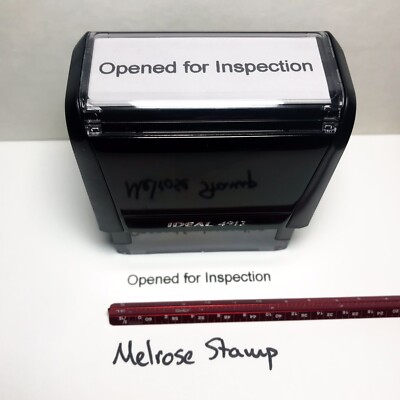 Opened For Inspection Rubber Stamp Black Ink Self Inking Ideal 4913