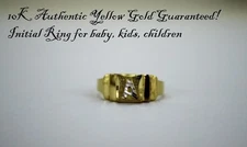 Authentic 14K Yellow Gold Initial Ring for Baby Kids Children Size 1 ~ 3