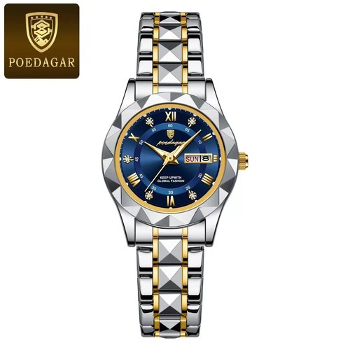 Poedagar Luxury Woman Dress Watch Luminous Waterproof Stainless Steel Quartz 306
