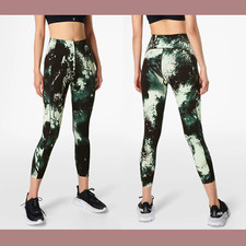 NWT Sweaty Betty  XS  Power Pocket 7/8 Workout Legging in Green Disperse U722