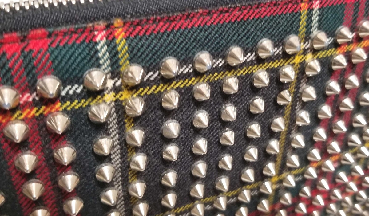 Authentic Christian Louboutin Tablet Case Studs Spike Check Canvas
