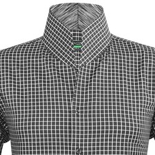 High Collar 100 Cotton Shirt Men Tall Open Neck Wedding Black White Checkered