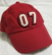 Gymboree Hat 5-7 Years Red Baseball Cap "07" Wool Blend Kids Elastic Back Youth