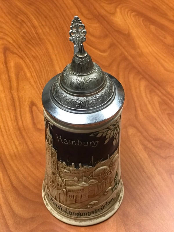 Vintage Hamburg St Pauli 9" Lidded Beer Stein
