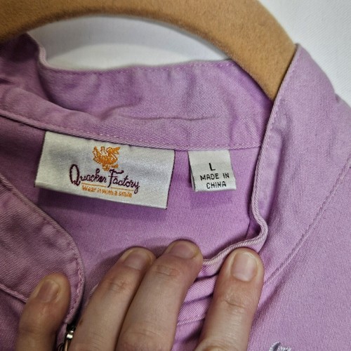 Quacker Factory Women's Lavender Pink Jacket Zip Floral Sequin Pockets Large - Picture 5 of 14