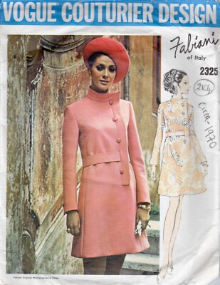 1970 Vintage Vogue Schnittmuster B36  (91cm) Kleid (2104) Vogue 2325 Fabiani