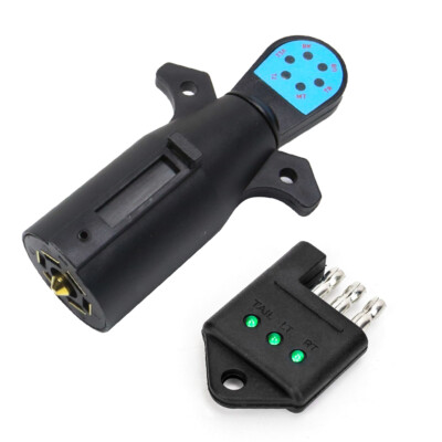 #ad 4 Pin Flat 7 Way Round RV Blade Trailer Wiring Tester Light Connector Test Plug $16.53